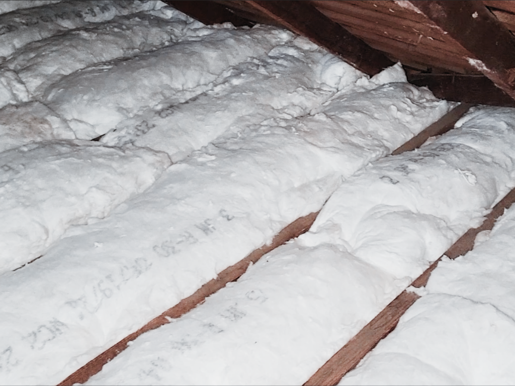 Technician inspecting an attic